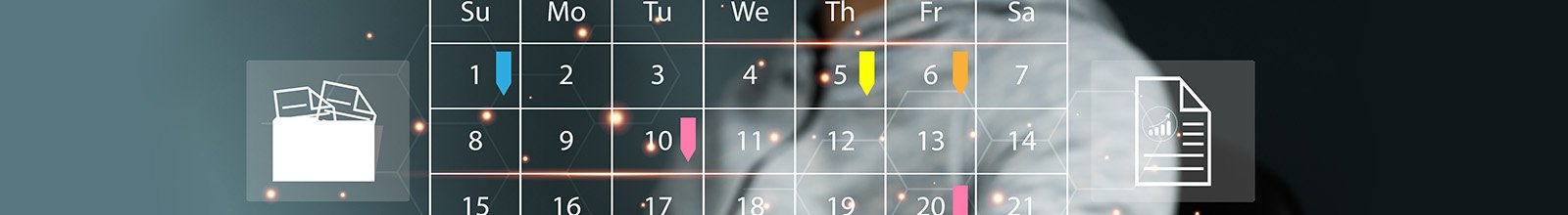 Calendar concept illustrating digital calendar and document icons
