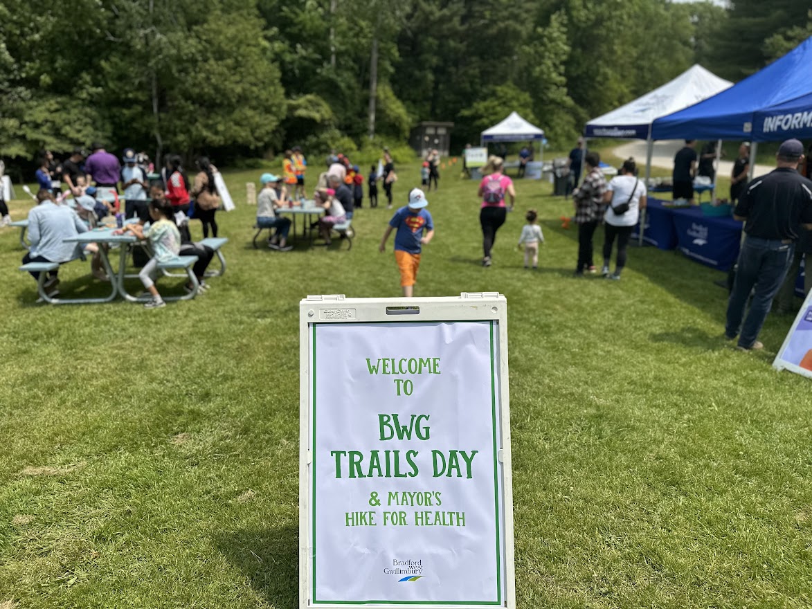 Image of a sign that says Welcome to BWG trails day