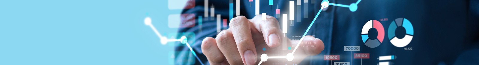 Image of hands typing into computer with numeric numbers around it