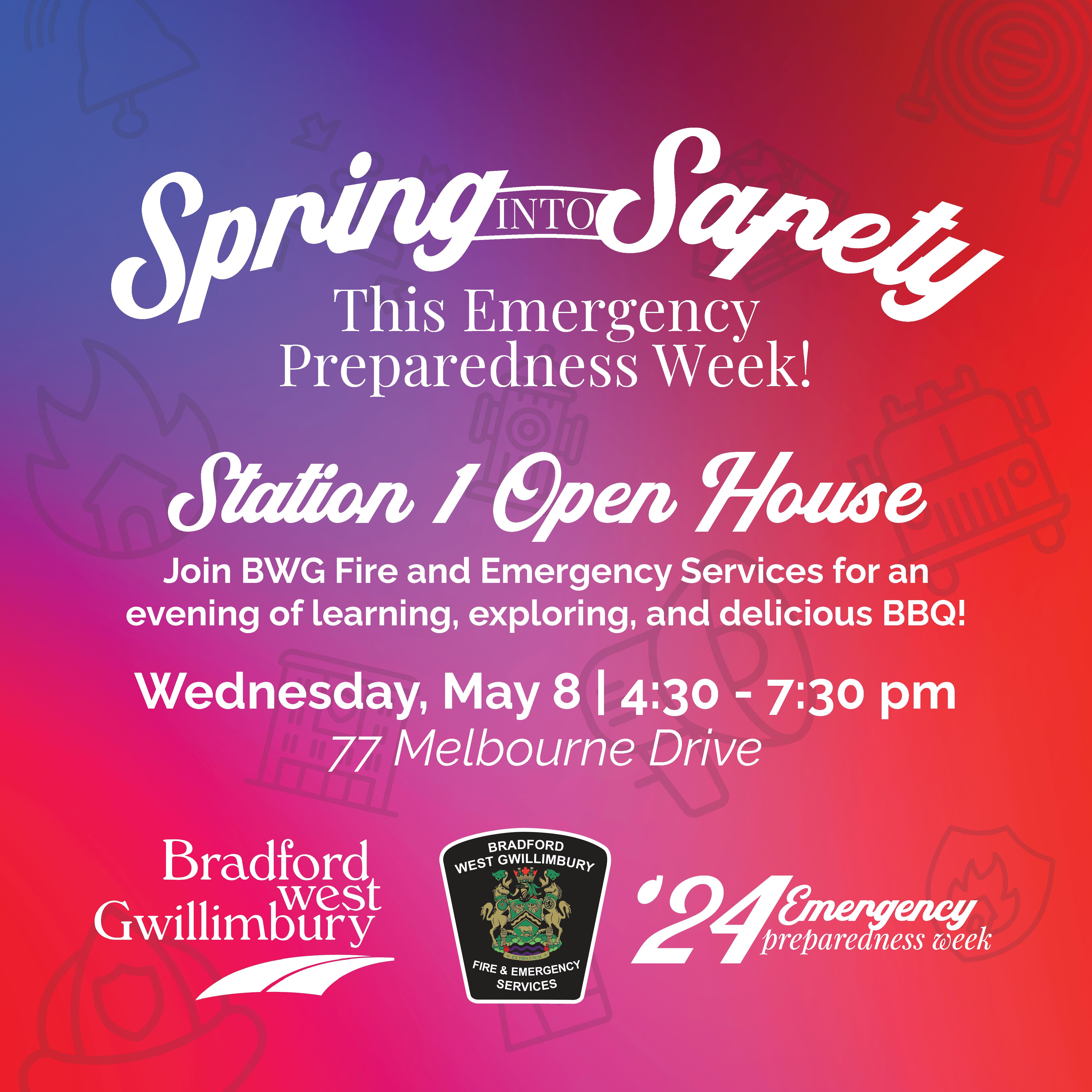 Graphic with details of Spring into Safety Open House