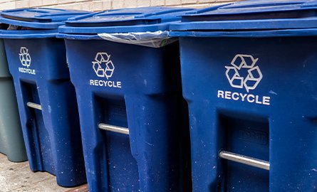 Blue recycling bins