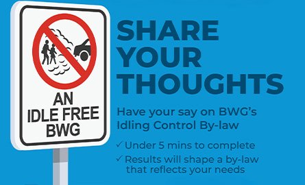 Graphic promoting BWG's Idling Control By-law Survey
