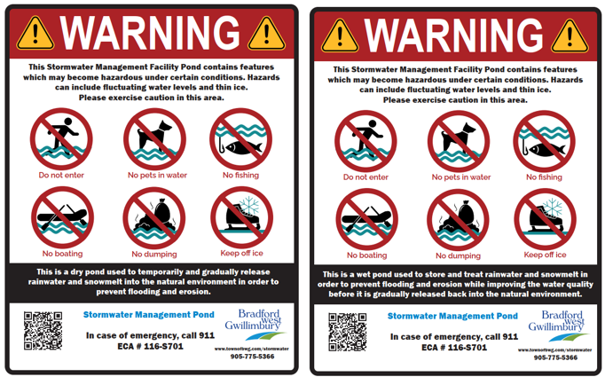 Warning signs for stormwater management facilities Warning signs for stormwater management facilities