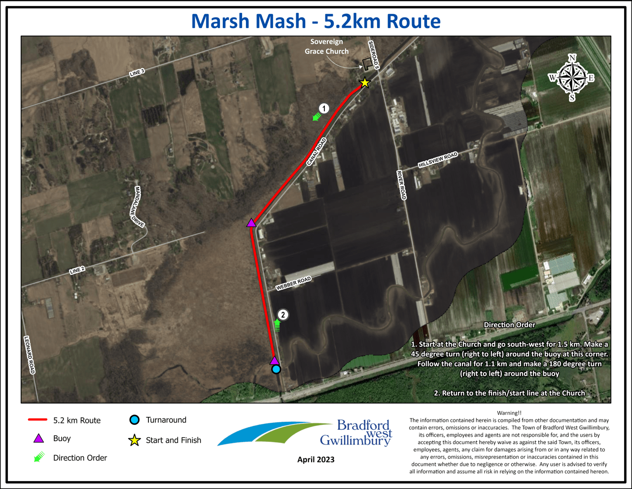 Marsh Mash 5.2km route map
