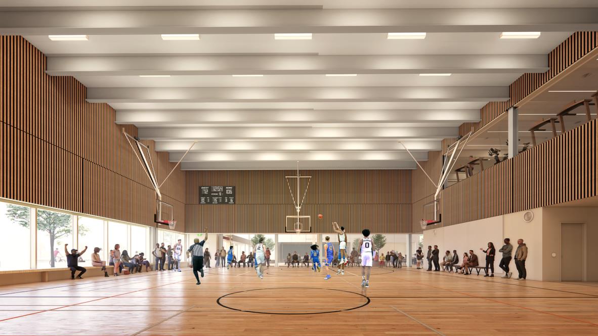 Rendering of the gymnasium in the new Civic Centre