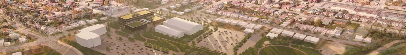 Rendering showcasing new Civic Centre at 125 Simcoe Road