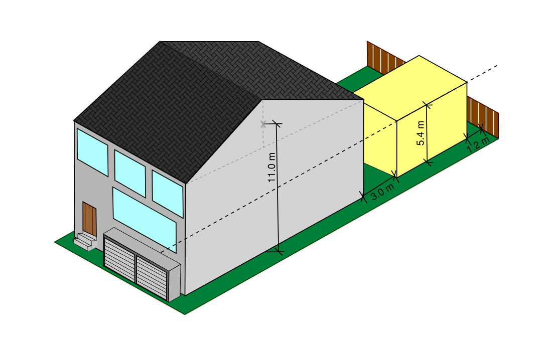 Graphic illustrating the elevation of the proposed max. height for ADU structures.