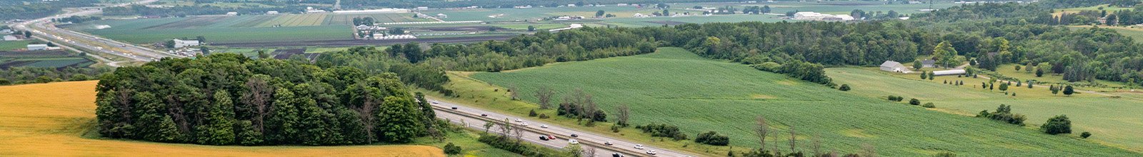 Aerial view of fields along Highway 400 in BWG