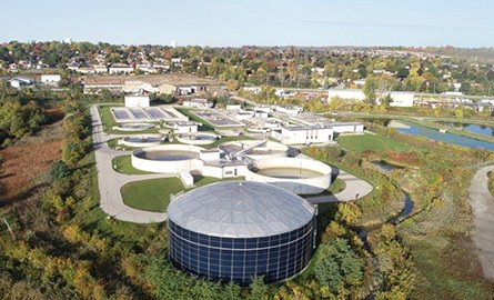 Aerial view of BWG's wastewater treatment plant on Dissette Street