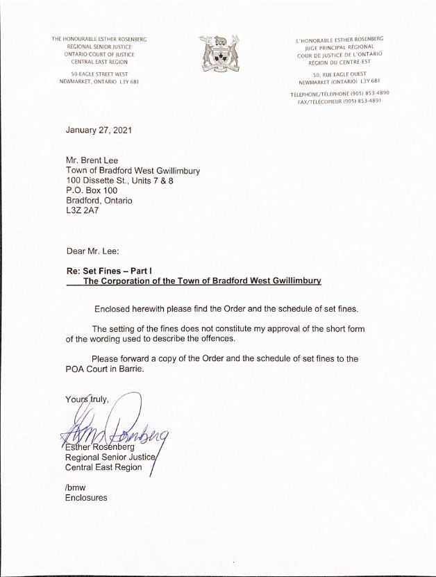 Picture of Letter from the Ontario Court of Justice 