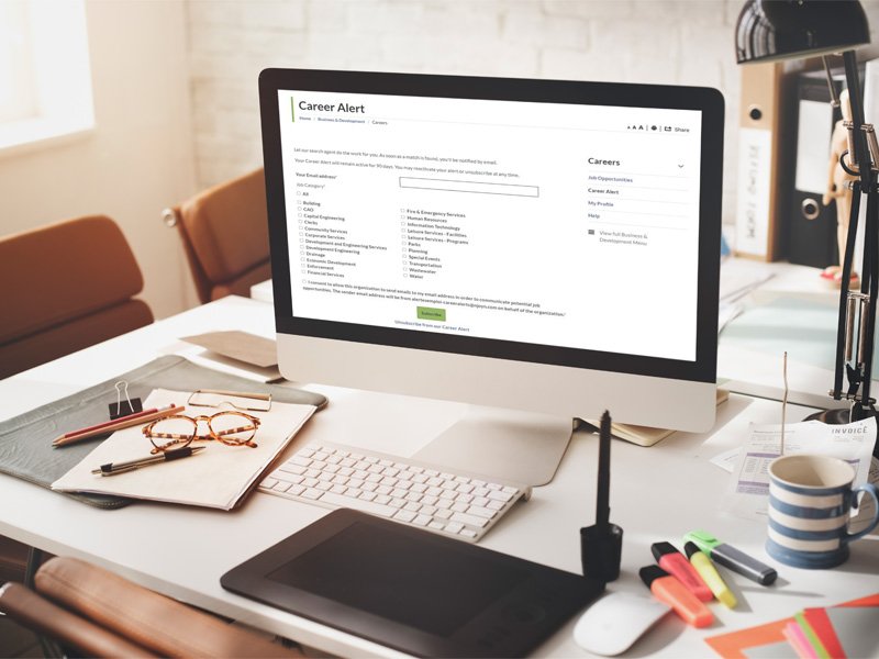 Desktop screen with new Applicant Tracking System webpage displayed
