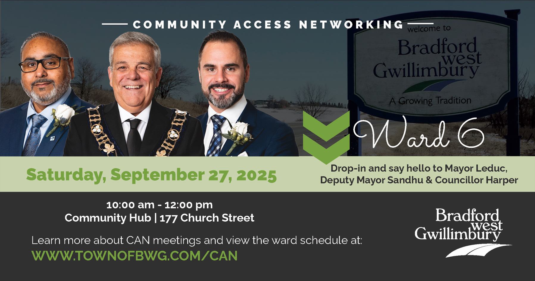 CAN meeting advertisement, featuring Mayor Leduc, Deputy Mayor Sandhu, and Councillor Harper CAN meeting advertisement, featuring Mayor Leduc, Deputy Mayor Sandhu, and Councillor Harper