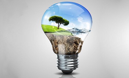 Screenshot of Energy Management Plan cover, featuring a light bulb containing a field with a tree, water, and dirt