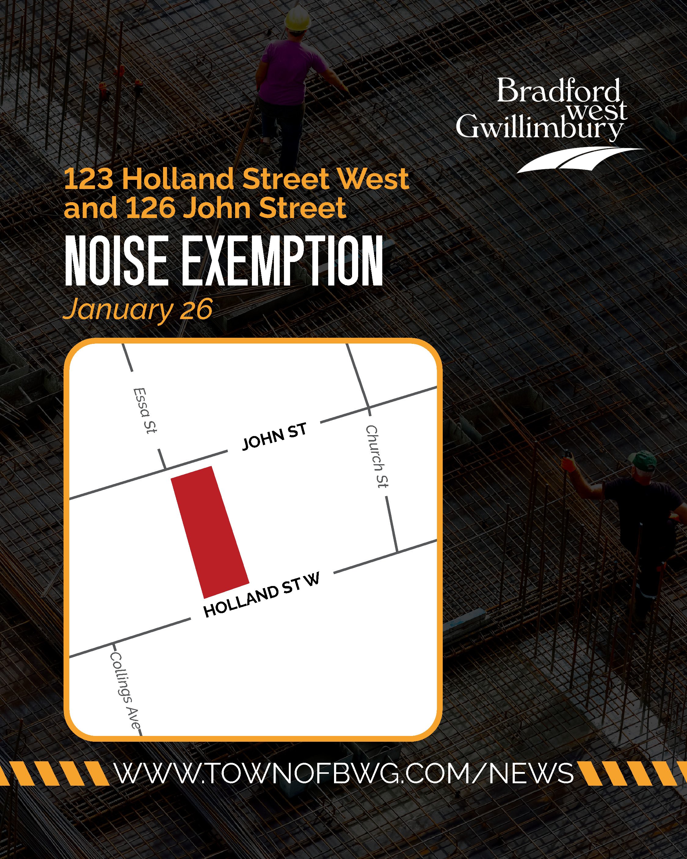 Map illustrating Holland Haus project site at 123 Holland Street West and 126 John Street.