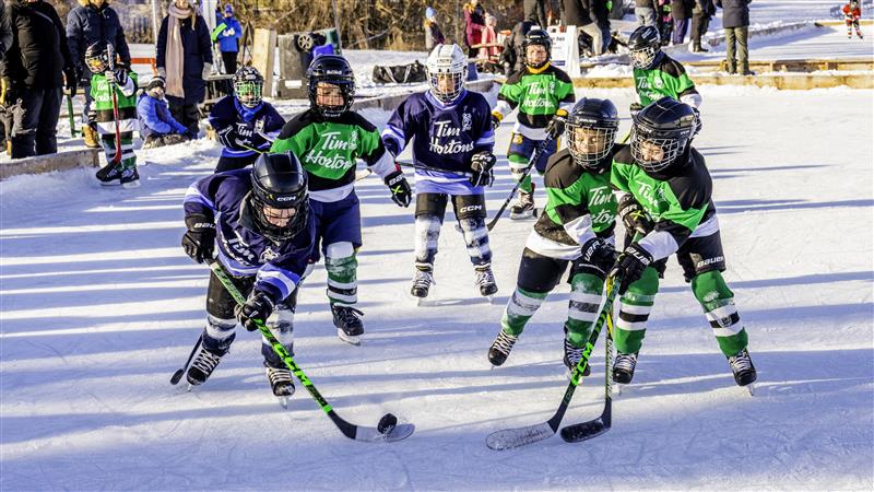 young hockey players on ice during a game young hockey players on ice during a game