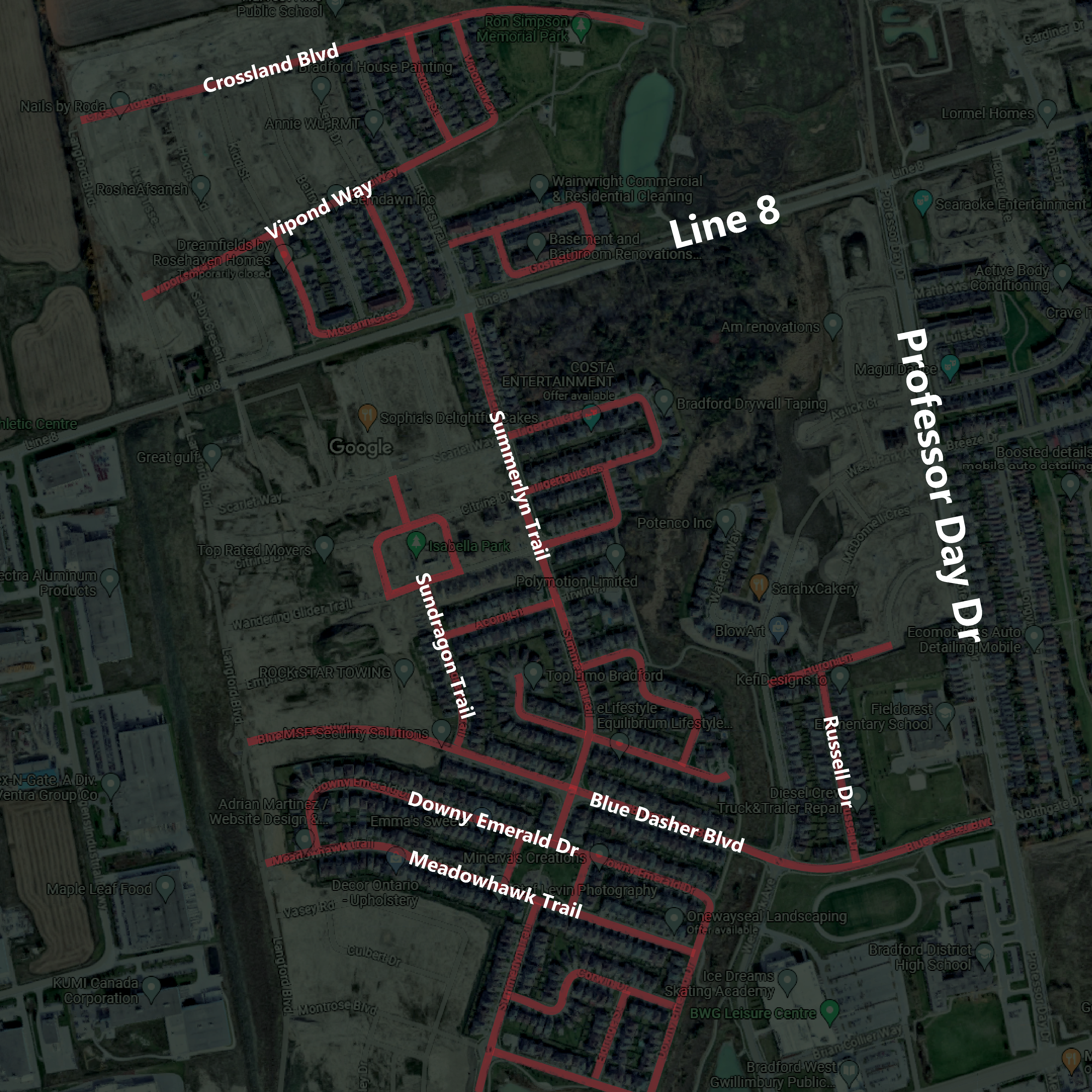 Map indicating streets in BWG being maintained/crack sealed