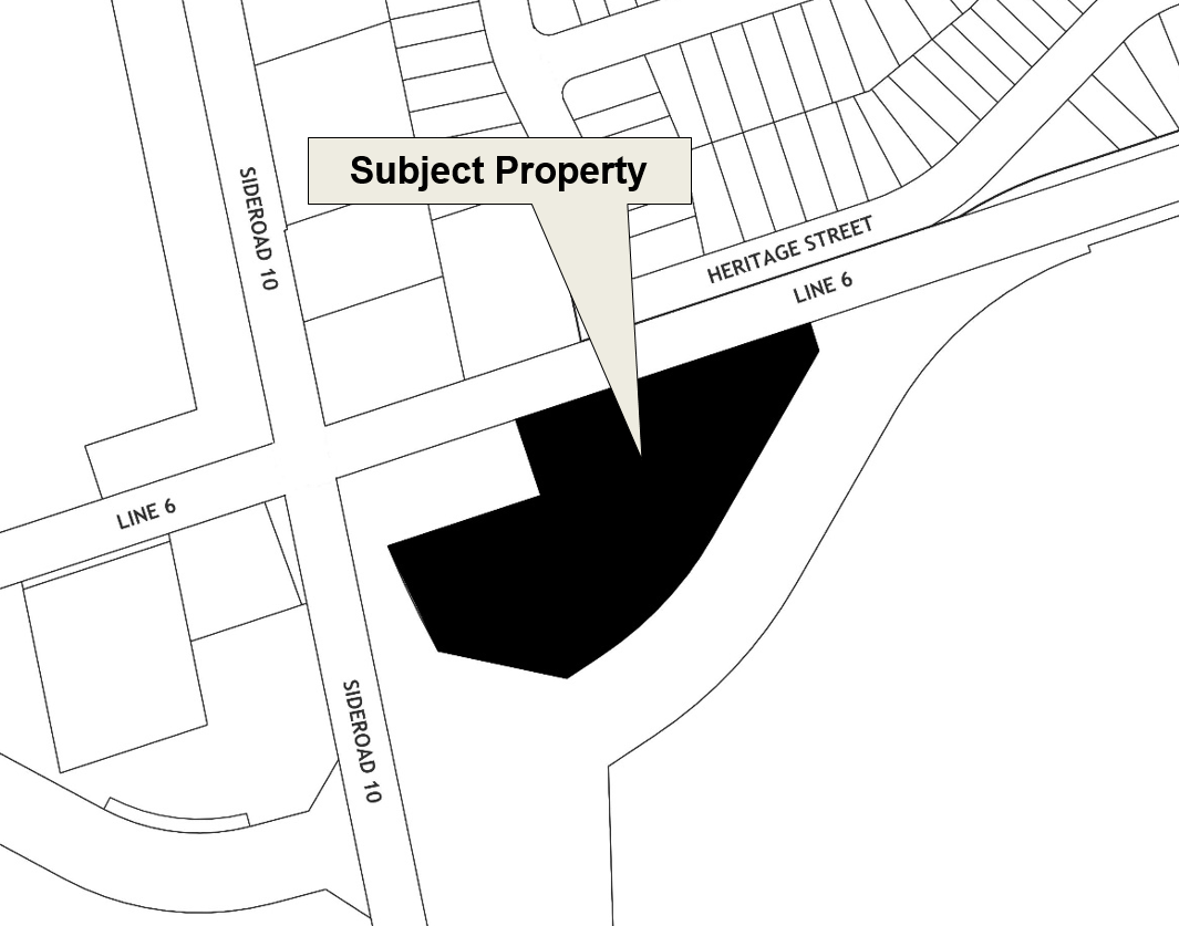 A drawing of Subject Property Line 6 & Sideroad 10