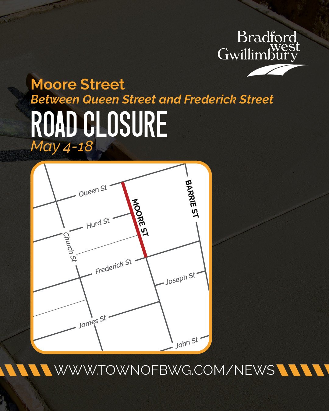 moore street road closure May 4 to 18
