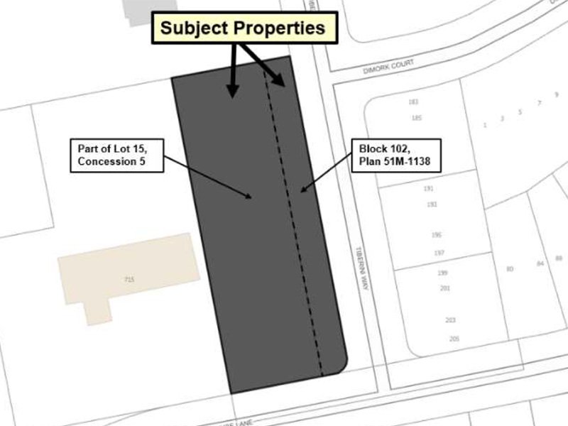subject properties outlines on map