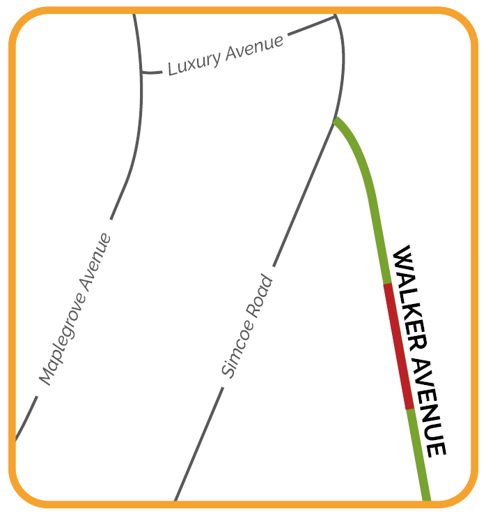 Map indicating project area: at approximately 225-228 Walker Avenue