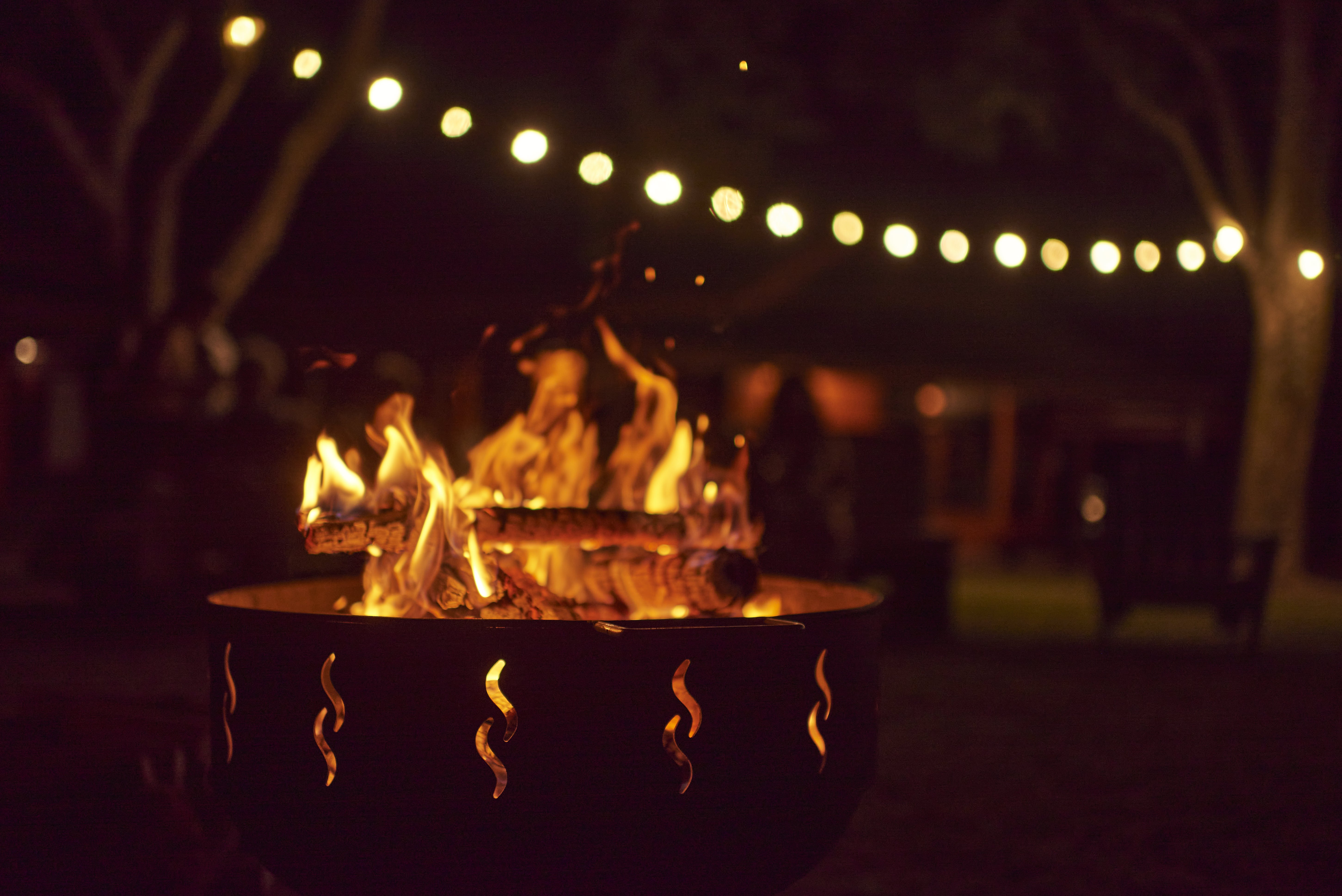 Bonfire burning in a garden a summer night