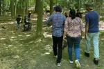 group walking on trails