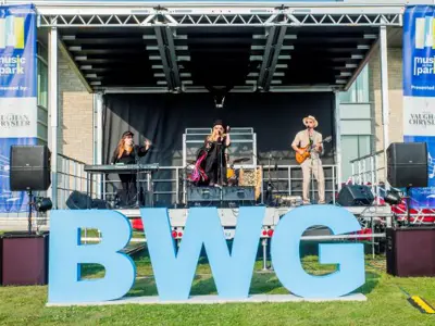 band on stage at event 