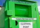 Photo of a green donation bin