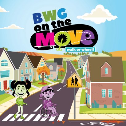 on the move cartoon characters at bus stop
