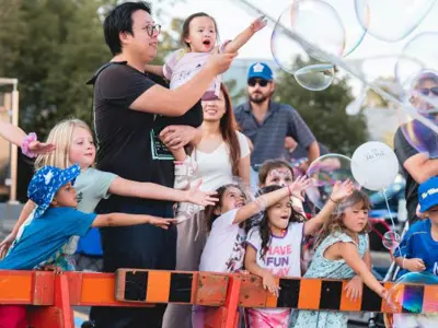 crowd watching bubble performance