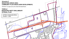 Map of boundary delineated as North of the Bradford Bypass
