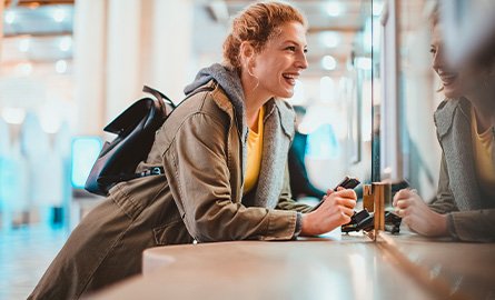 Person at a customer service counter